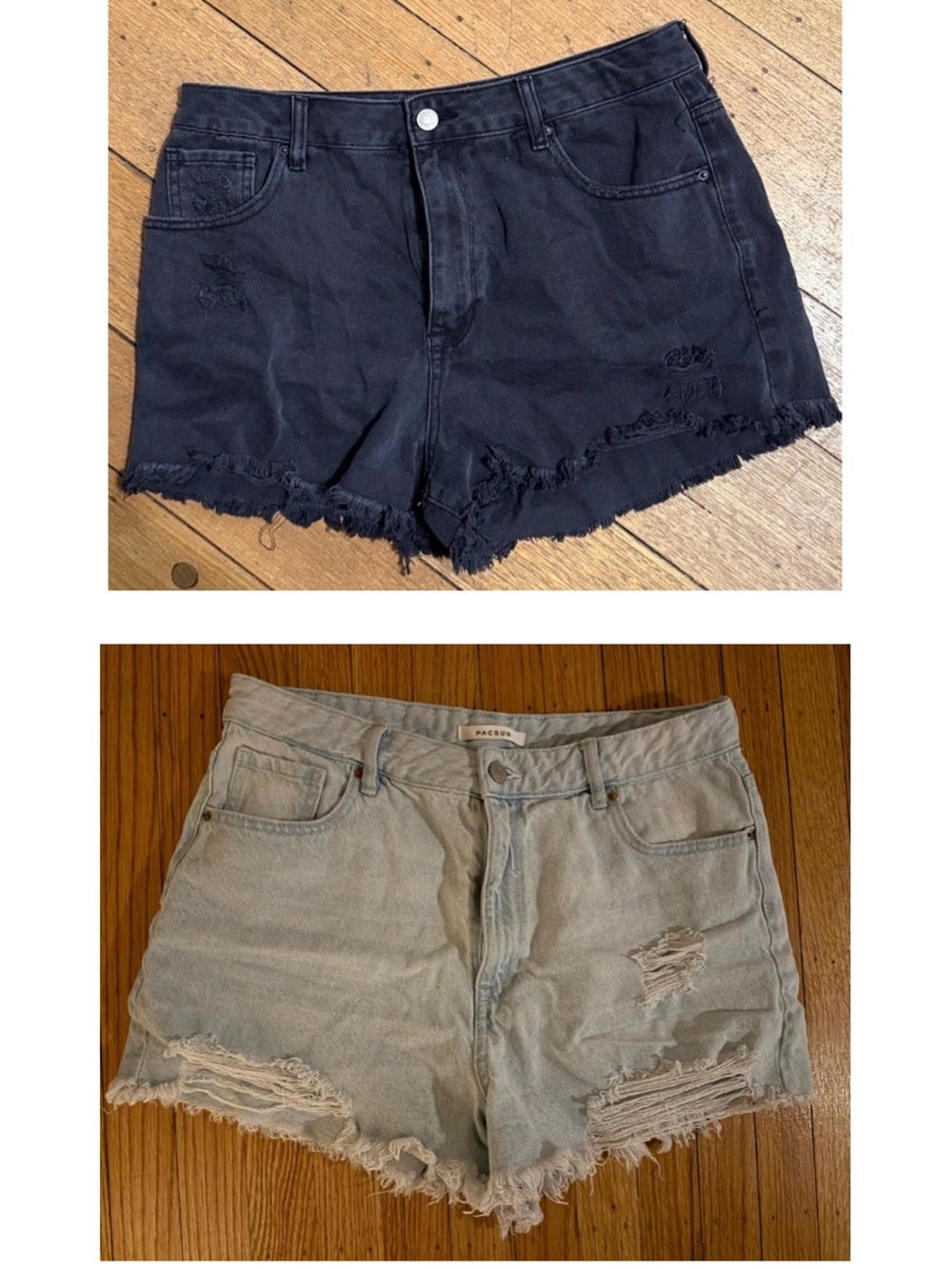 ☀️Bundle of 2 PacSun, Size 31 Ripped Jean Shorts- Light Wash & Black ☀️